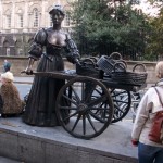 'Molly Malone wheels her wheelbarrow outside Trinity College Dublin. Secular values have displaced Christian virtue in Dublin's ancient seat of learning.'