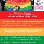 Flyer 2012 dates Schools Out is helping to advertise training courses so that schools throughout Britain can have the opportunity of replicating the ‘gay friendly’ model of Stoke Newington School in Hackney