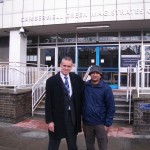 Stephen Green congratulates Raj Bhachoo after his case was dismissed
