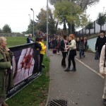 Students file past the Abort67 witness