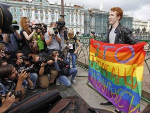 The press fawn over a Russian homosexual activist in Moscow