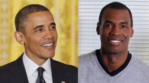 President Obama (l) and Jason Collins (r)