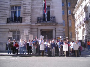 Christians from the UK outside the Sudanese Embassy in London on Friday 6th June 2014