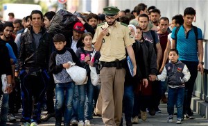 Refugees - migrants - arriving at Munich station,