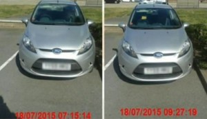 Two hours apart? Why is the shadow the same? Alleged timed pictures from a retail park car park in Lincoln