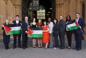 Jo Cox, fifth from left, with other pro-Palestinian, anti-Israel Labour MPs at the House of Commons.