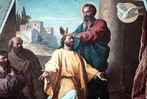 Ludwig Glötzle's 1891 representation of St. Paul ordaining Timothy as Bishop of Ephesus.