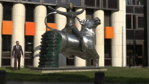 Europa on the Bull outside the rear entrance of the European Parliament Building in Strasbourg.