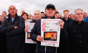 Steelmen protesting in Redcar 