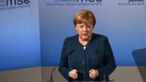 German Chancellor Angela Merkel addresses the 2017 Munich Security Conference