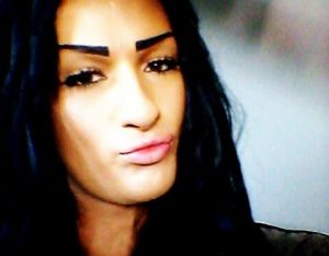 Despite the pout, 'Katie' Brannon, accused of raping a man, is actually a bloke called Gavin.