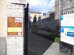 John Wesley's chapel in Bristol's Broadmead - that's the man of God on his horse.