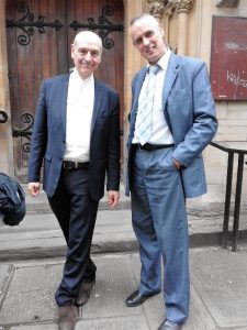 Paul Diamond (l) chats to this journalist after the case