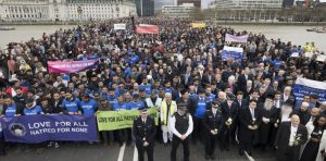 Ahmadayya slogans are at the fore in the minute's silence on Westminster Bridge