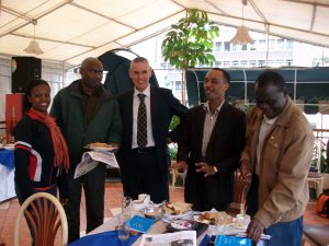The author chatting to pastors in Nairobi, Kenya