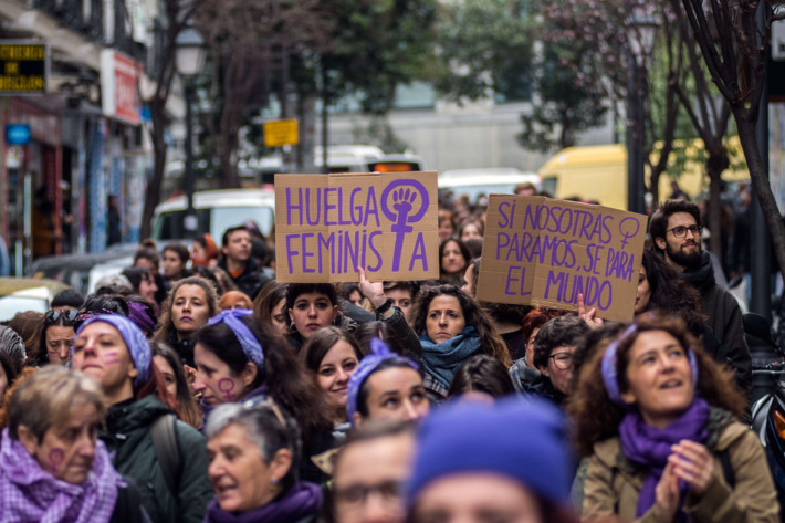 International Women’s Day farce Spanish women on the march for International Women's Day