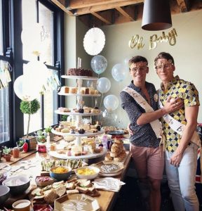 Tom Daley (Left) and Dustin Lance Black (right) held a 'baby shower' party last weekend.