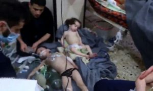 Douma - images show plenty of children, precious few concerned parents.