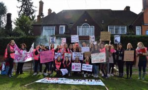 Pro-abortion protesters outside Marie Stopes