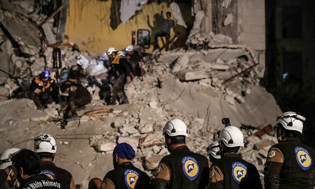 White Helmet jihadists coming to UK White Helmets pictured as they want to be seen. But the UK-funded group also wages a propaganda war against the Syrial government.
