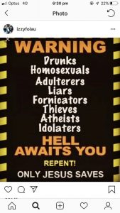 Israel Folau posted this 'meme' but did not even mention homosexuals in the accompanying copy.