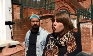 Jess Phillips arguing for 'equality' outside Anderton Park School