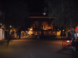 Deserted streets on Sunday evening.