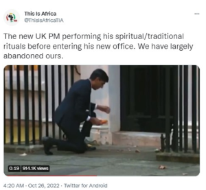 Mr Sunak performing rituals