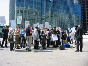 Our first-ever street witness, at Canary Wharf