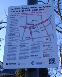 Birmingham Buffer Zone notice.
