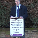 Stephen Green on 6th February 2023 outside Marie Stopes abortion facility in Mattock Lane, Ealing.