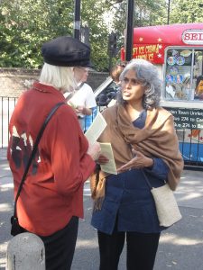 Handing out leaflets outside London Zoo on the occasion of Gay Sunday.