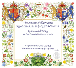 The royal formal invitation to the coronation features the pagan 'Green Man' symbol at its base.