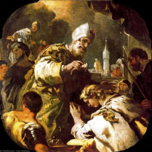Solomon anointed king by Luca Giordano (1634-1705, Italy)