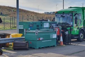 Cardiff Council is reduced to charging its electric bin lorries with a diesel generator.