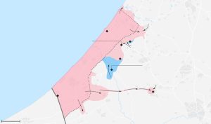 The Gaza strip showing the terrorist incursions.