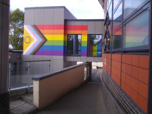 The Equality Act allowed King's College Hospital NHS Foundation Trust to paint this 'Progress Pride' abomination on a walkway at their Princess Royal Hospital, Orpington.
