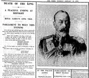The death of King George V was duly reported first “in the morning papers rather than the less appropriate evening journals”