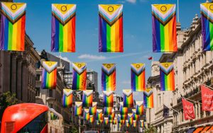 'Progress Pride' flags in London's Regent Street.