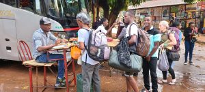Passengers reporting for the Kenya/Uganda coach.
