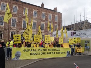 Anti- monarch protesters chanting "No my King"!