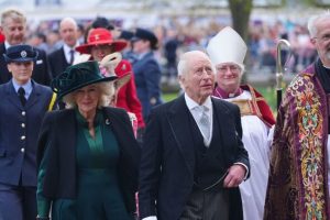 The King and Queen leaving the Cathedral.