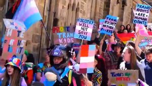 'Trans right are human rights' yell the deluded, and wicked, activists on the Durham 'Pride'