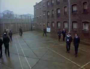 The exercise yard at the fictional 'Slade Prison'. 