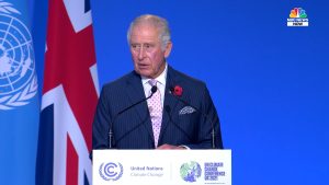 Prince Charles (as he then was) calling for a 'war-like footing' at COP26 in Glasgow in 2021