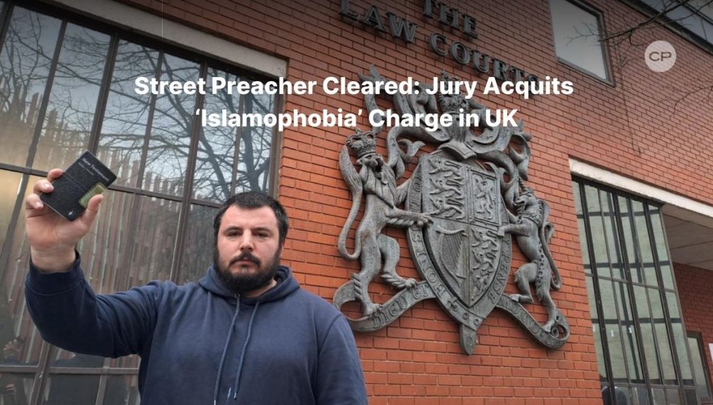 A UK jury has acquitted Christian street preacher Shaun O'Sullivan of a religiously aggravated “Islamophobia” charge, ruling that his comments were protected religious and political speech—not a hate crime. A UK jury has acquitted Christian street preacher Shaun O'Sullivan of a religiously aggravated “Islamophobia” charge, ruling that his comments were protected religious and political speech—not a hate crime.