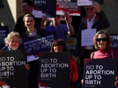 House of Lords Crosses Line on Abortion Law Protesters demonstrate against the decriminalisation of abortion outside the House of Lords-BBC