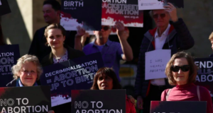 House of Lords Crosses Line on Abortion Law Protesters demonstrate against the decriminalisation of abortion outside the House of Lords-BBC