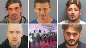 Clockwise from top: Daniel Frost, Andrew Summerhayes, Reece Robinson, Taylor Grundy and Dillon Crawford were sentenced on Wednesday